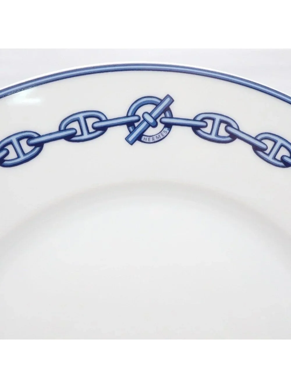 Hermes Chaine D'Ancre Dinner Plate Porcelain White Pawn
